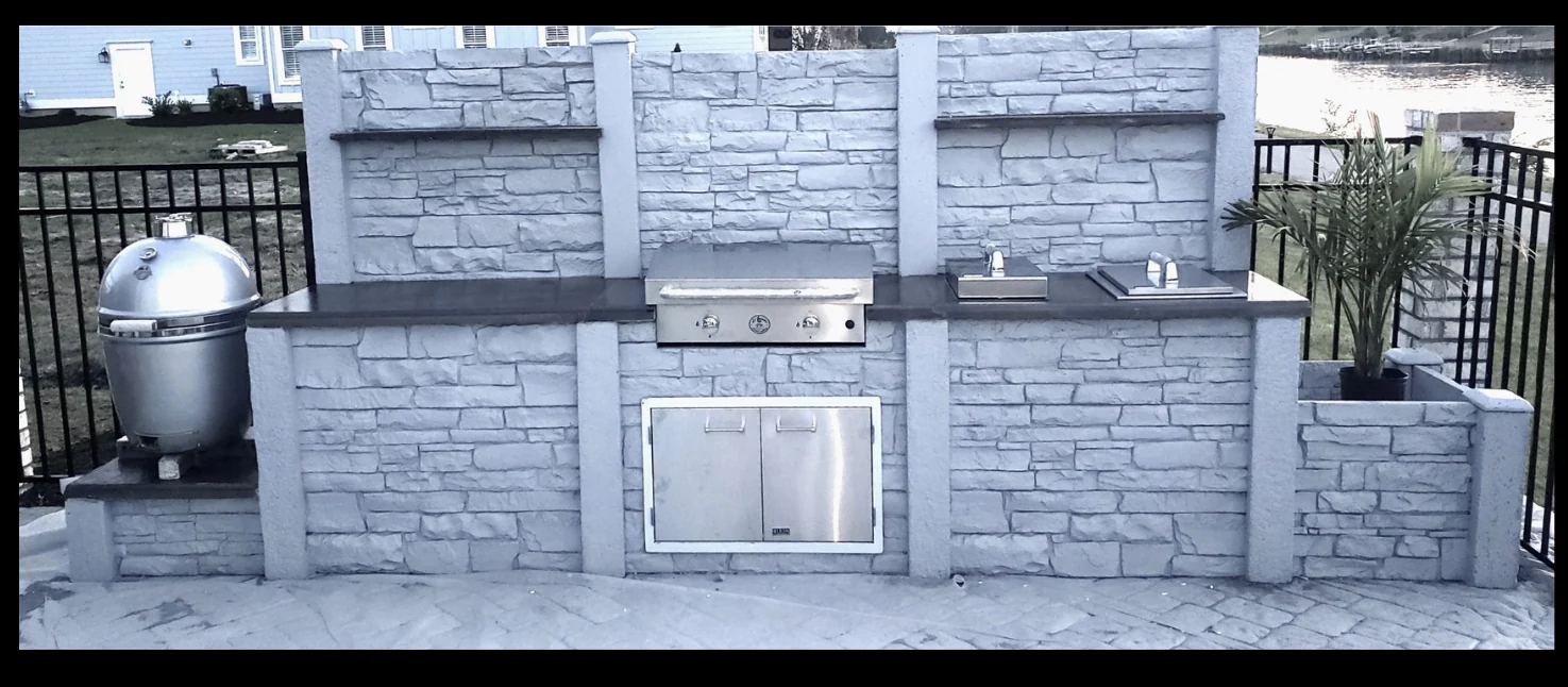 StoneKitchen® outdoor kitchen with griddle and Kamado cooker in Del Webb at Grande Dunes, Myrtle Beach