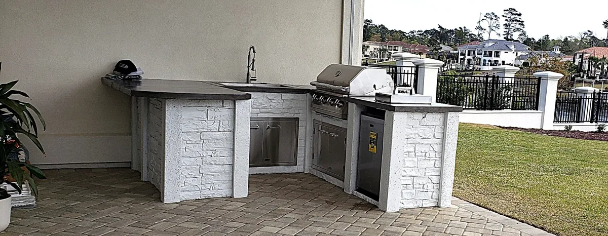 StoneKitchen® outdoor kitchen overlooking the Intracoastal Waterway at Grande Dunes in Myrtle Beach