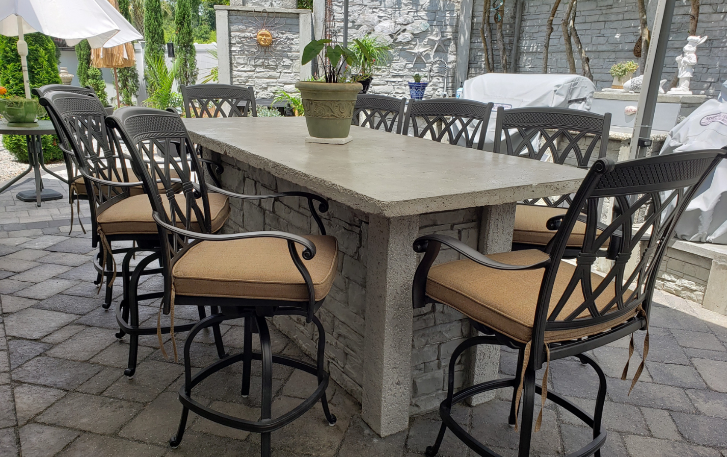 Outdoor kitchen with Kamado grill and counter space